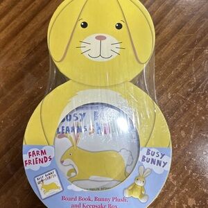Busy Bunny Farm Friends Board Book and Plush Set